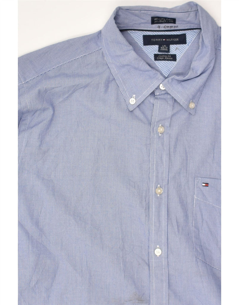 TOMMY HILFIGER Mens Custom Fit Shirt Size 16 1/2 Large Blue Check Cotton | Vintage Tommy Hilfiger | Thrift | Second-Hand Tommy Hilfiger | Used Clothing | Messina Hembry 