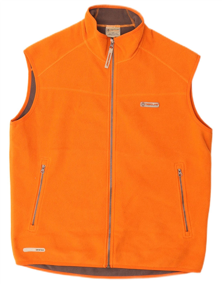 TIMBERLAND Mens Fleece Gilet UK 36 Small Orange