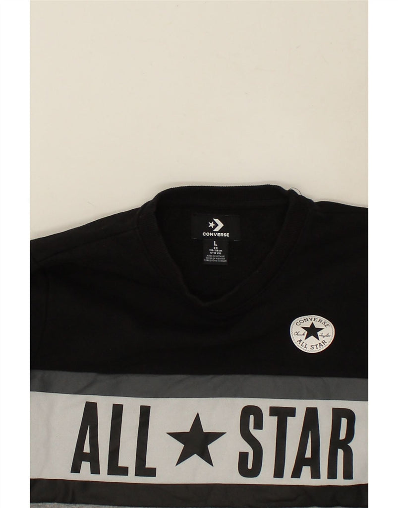 CONVERSE Boys All Star Graphic Sweatshirt Jumper 12-13 Years Large  Black | Vintage Converse | Thrift | Second-Hand Converse | Used Clothing | Messina Hembry 