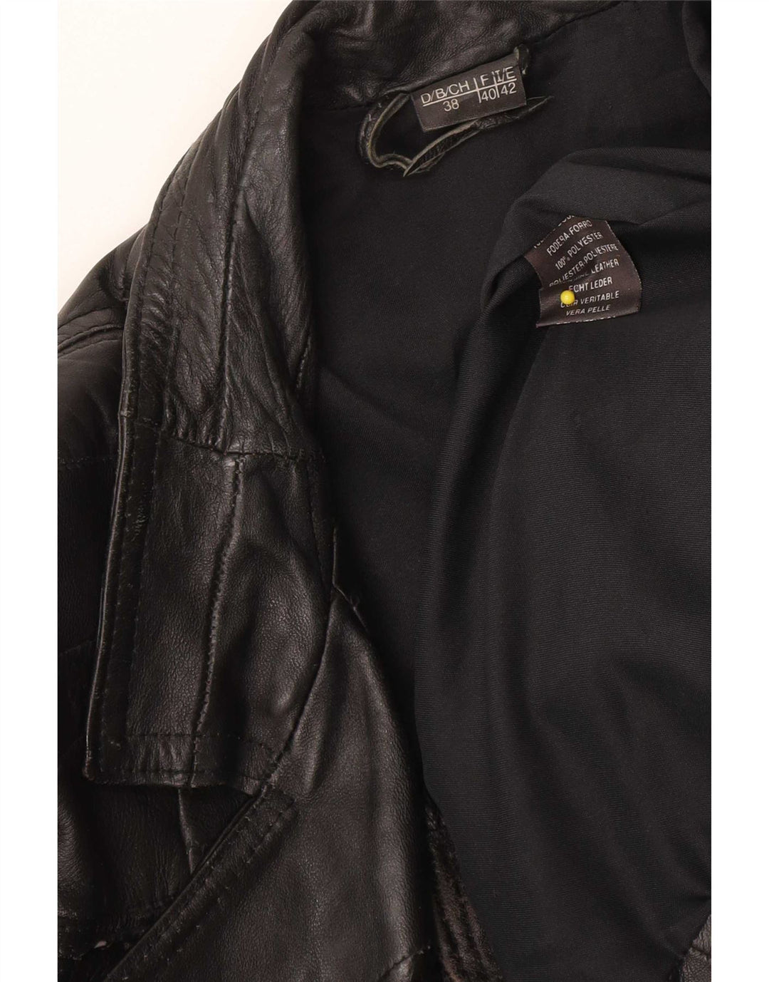 Vintage Womens Biker Leather Jacket IT 42 Medium Black Leather