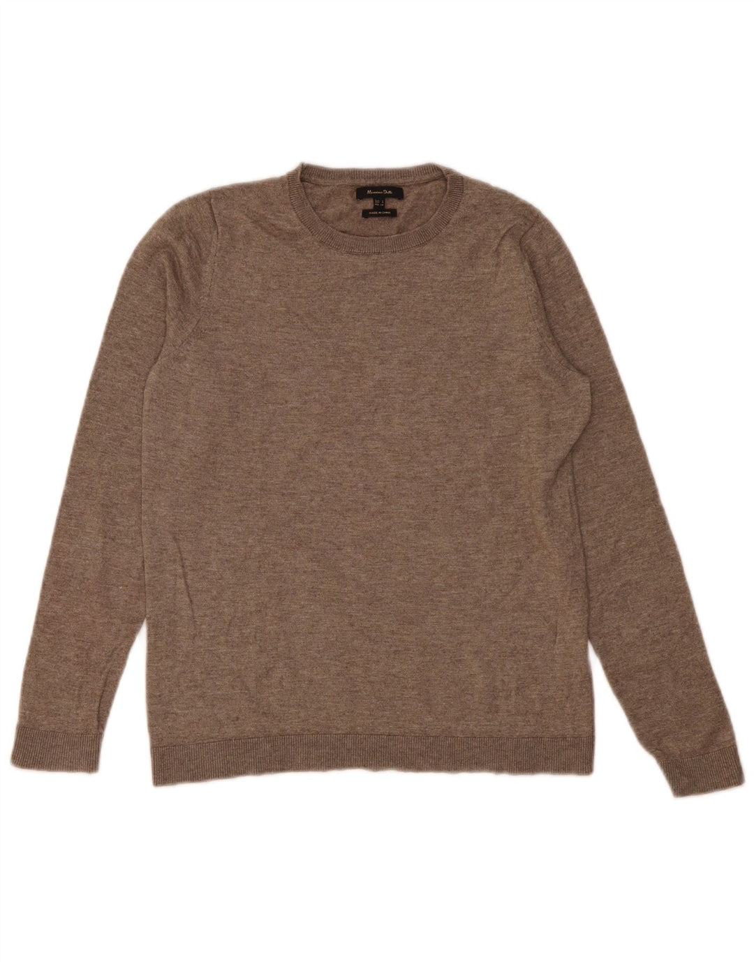 Massimo Dutti Womens Crew Neck Jumper Sweater UK 10 Small Beige Wool
