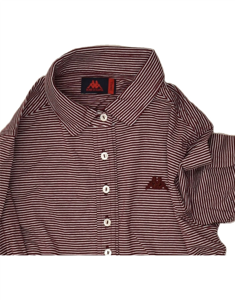 KAPPA Mens Long Sleeve Polo Shirt Small Burgundy Striped Cotton | Vintage Kappa | Thrift | Second-Hand Kappa | Used Clothing | Messina Hembry 