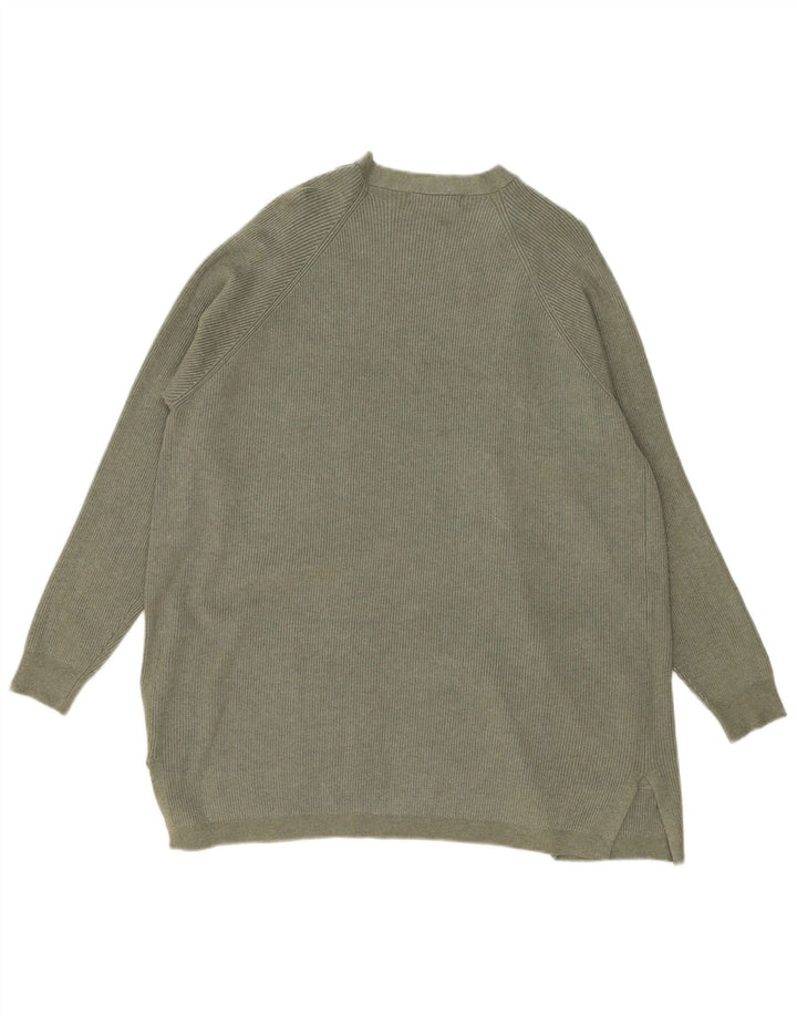 Marks & Spencer Womens Oversized Open Cardigan Sweater UK 16 Large Khaki