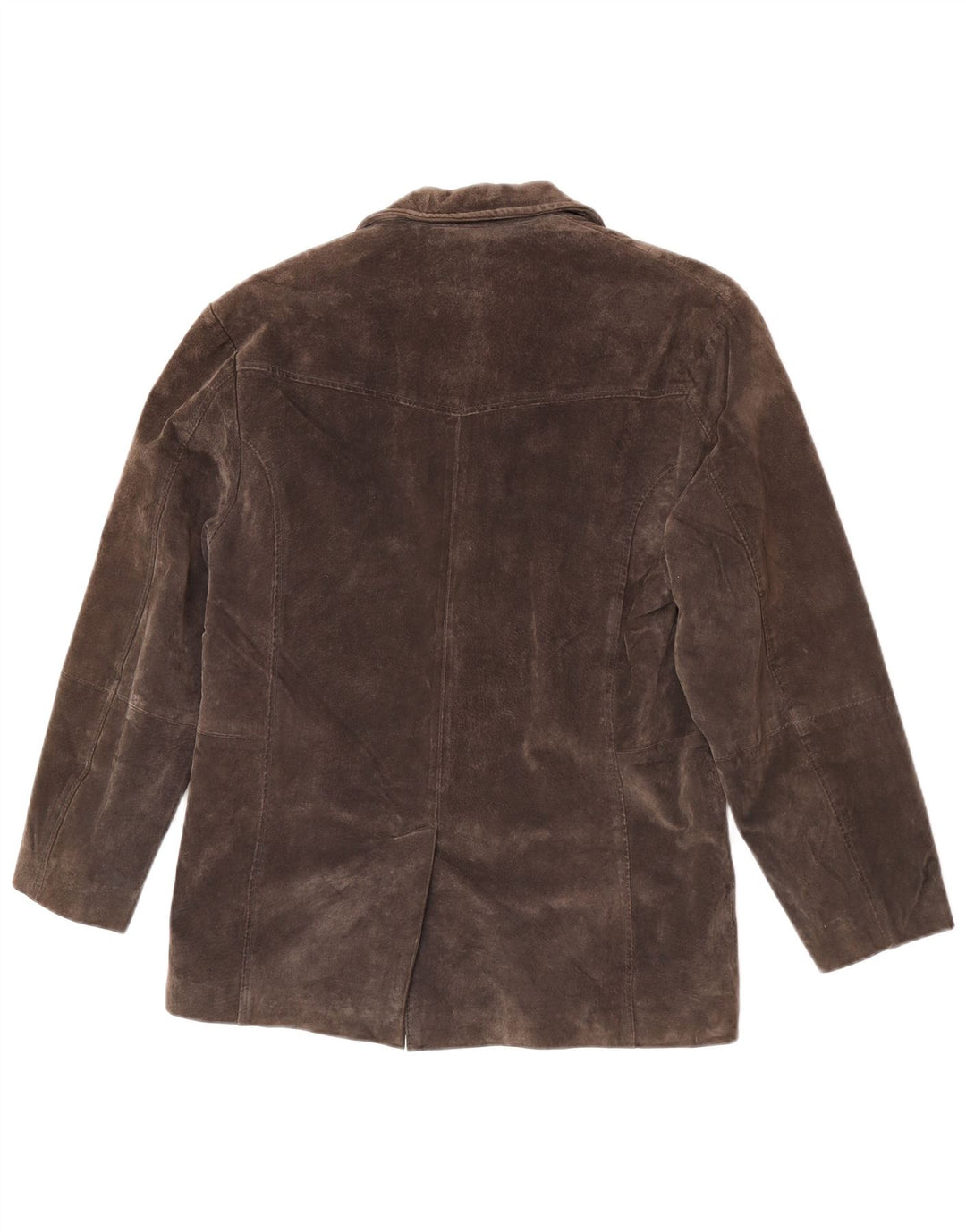 ENJOY Womens 3 Button Suede Blazer Jacket UK 14 Medium Grey Leather
