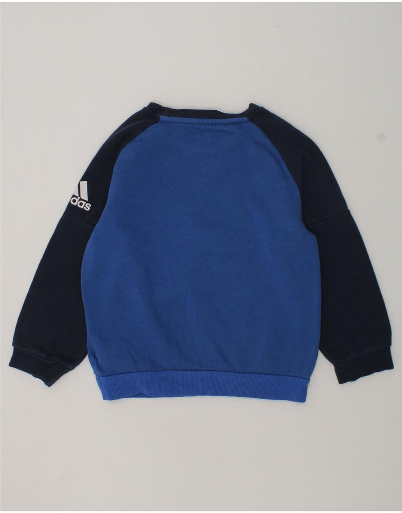 ADIDAS Boys Graphic Sweatshirt Jumper 3-4 Years Blue Colourblock Cotton | Vintage Adidas | Thrift | Second-Hand Adidas | Used Clothing | Messina Hembry 