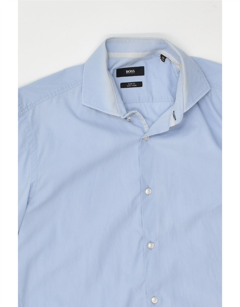 HUGO BOSS Mens Slim Fit Shirt Size 39 15 1/2 Medium Blue Cotton | Vintage Hugo Boss | Thrift | Second-Hand Hugo Boss | Used Clothing | Messina Hembry 