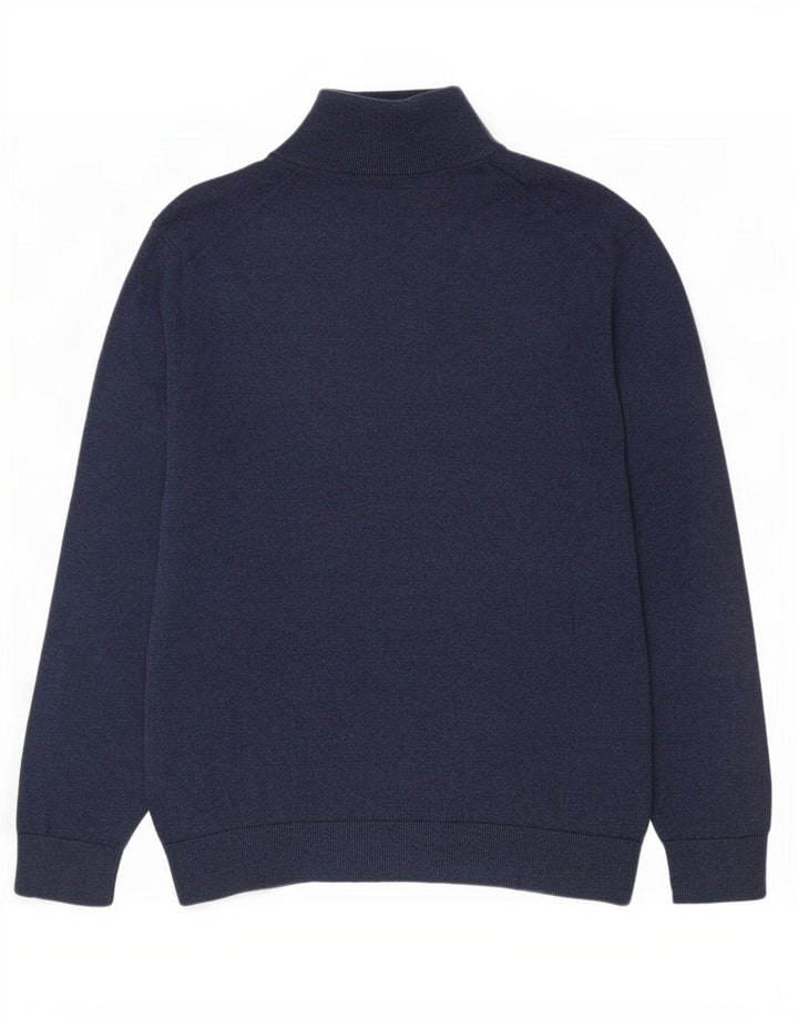 Nautica Mens Zip Neck Jumper Sweater Large Navy Blue Cotton