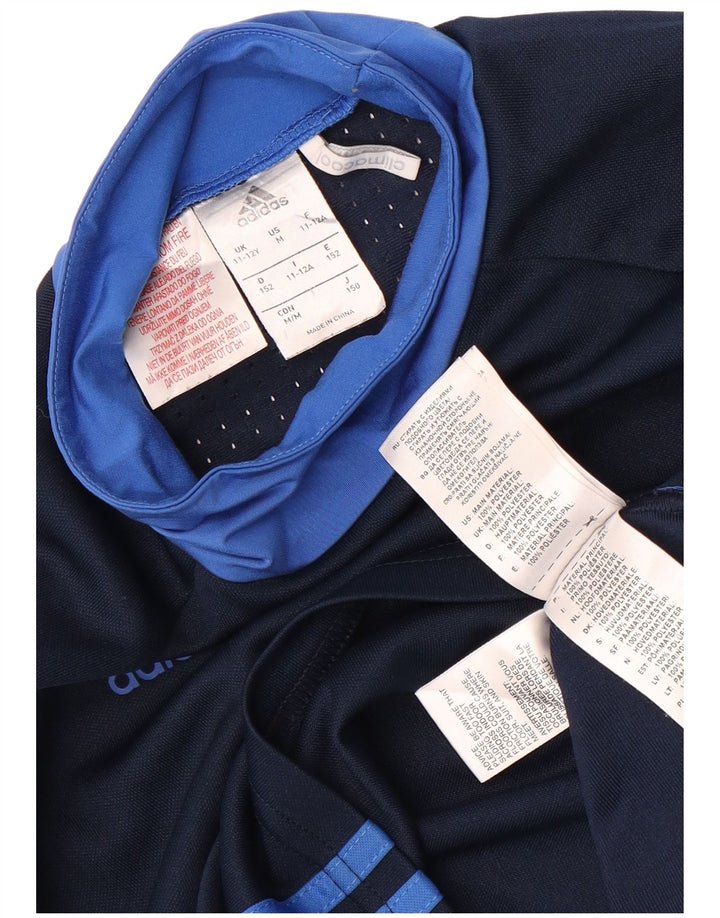 Adidas Boys Climacool Top Long Sleeve 11-12 Years Navy Blue Colourblock