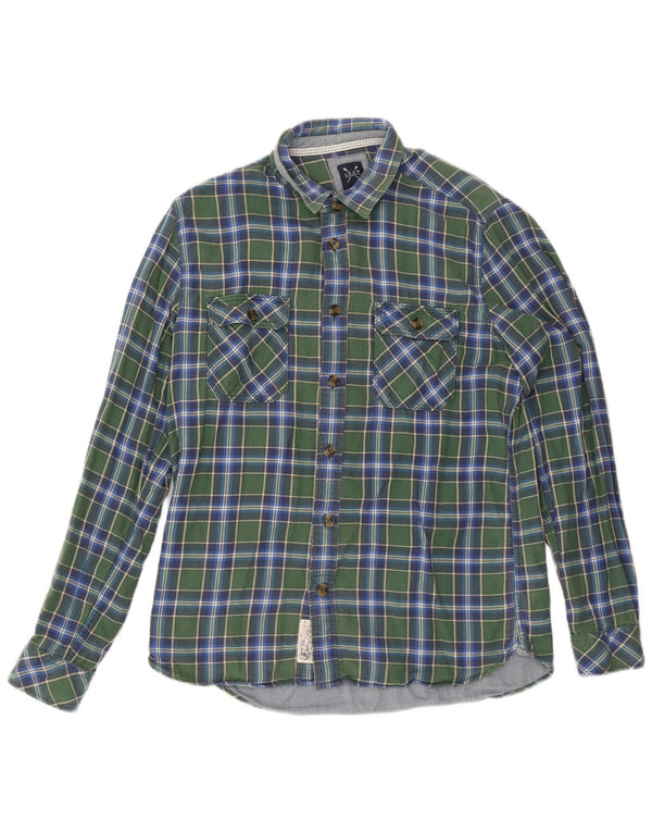 Crew Clothing Mens Slim Fit Flannel Shirt Large Green Check Cotton