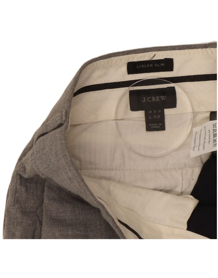J. Crew Mens Ludlow Slim Suit Trousers W33 L30 Grey Wool
