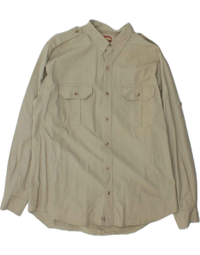 BANANA REPUBLIC Mens Military Shirt XL Grey Cotton Vintage Banana Republic and Second-Hand Banana Republic from Messina Hembry 