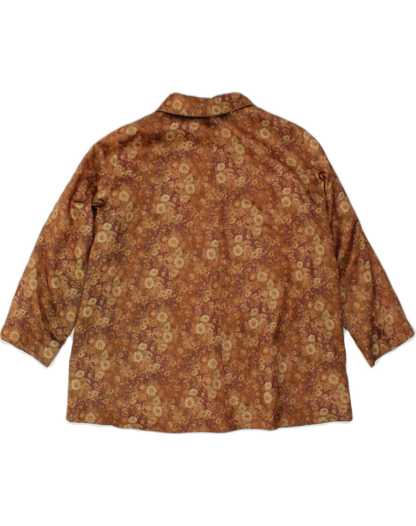 VINTAGE Womens Rain Jacket UK 18 XL Brown Floral Polyester | Vintage Vintage | Thrift | Second-Hand Vintage | Used Clothing | Messina Hembry 