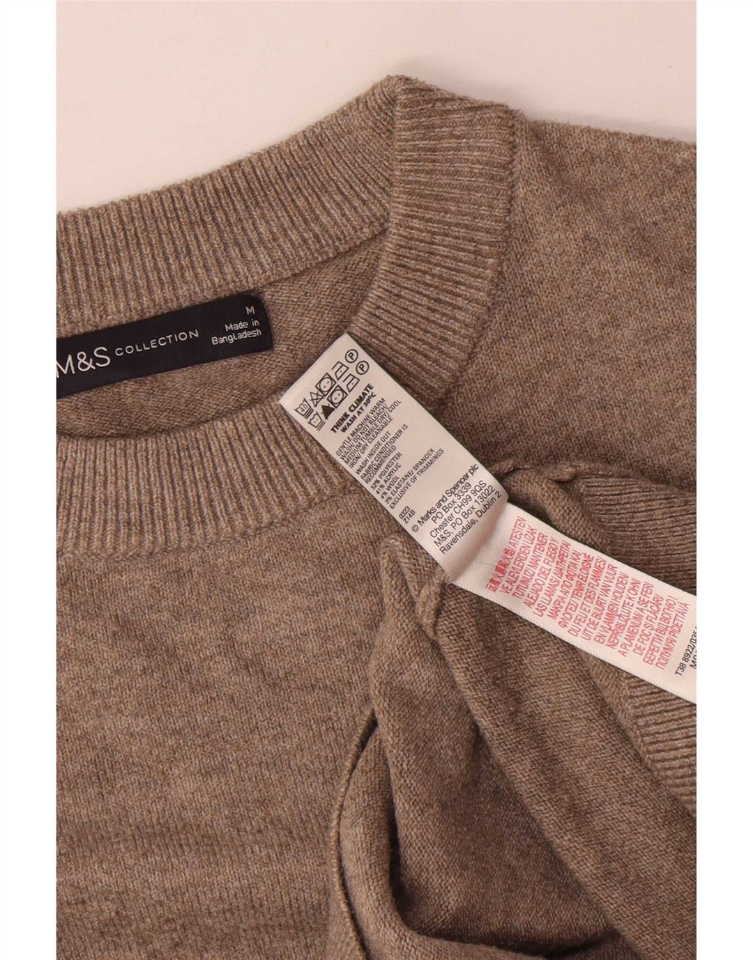 Marks & Spencer Womens Crew Neck Jumper Sweater UK 14 Medium Grey Polyester