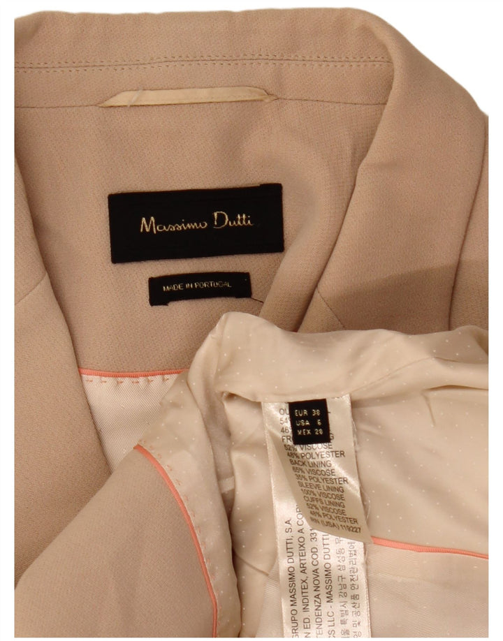 Massimo Dutti Womens 1 Button Blazer Jacket EU 38 Small Beige Acrylic