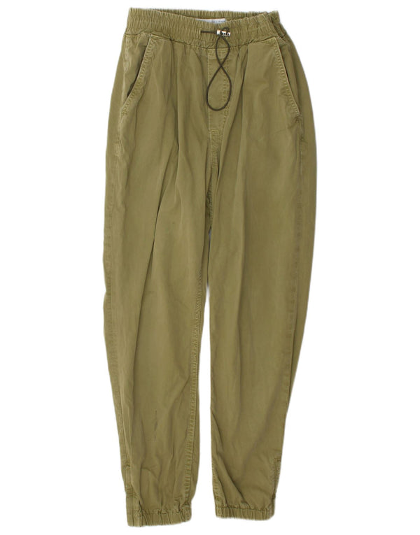 Zara Womens Joggers Trousers XS W24 L26 Khaki Cotton