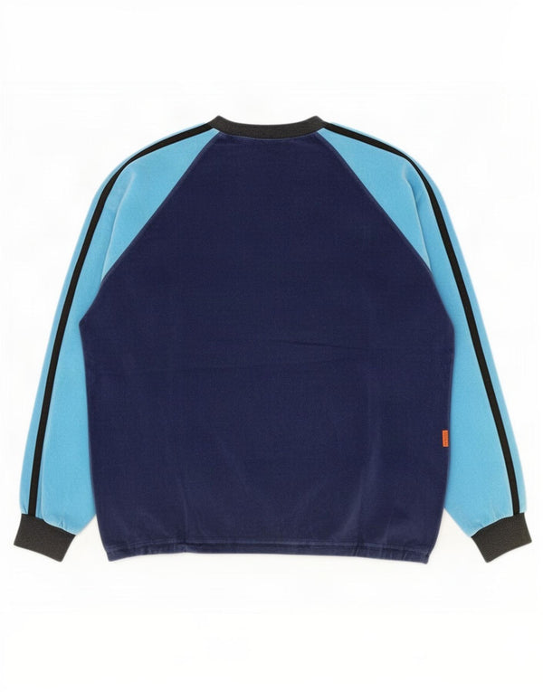 Seven 7 Mens Velour Sweatshirt Jumper Medium Navy Blue Colourblock Cotton