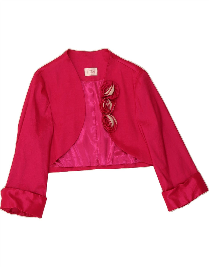 LIBRA Womens Bolero Jacket UK 12 Medium Pink Floral Polyester Vintage Libra and Second-Hand Libra from Messina Hembry 