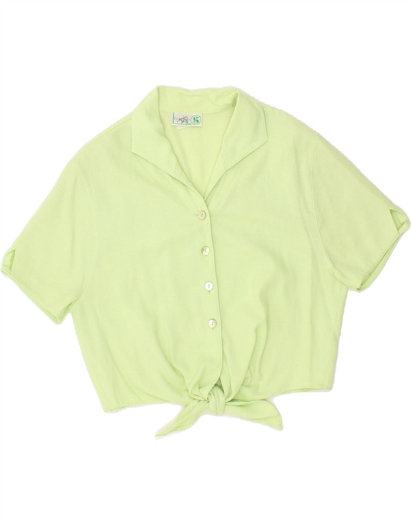 VINTAGE Womens Front Tie Crop Shirt Blouse IT 40 Small Green Viscose Vintage Vintage and Second-Hand Vintage from Messina Hembry 