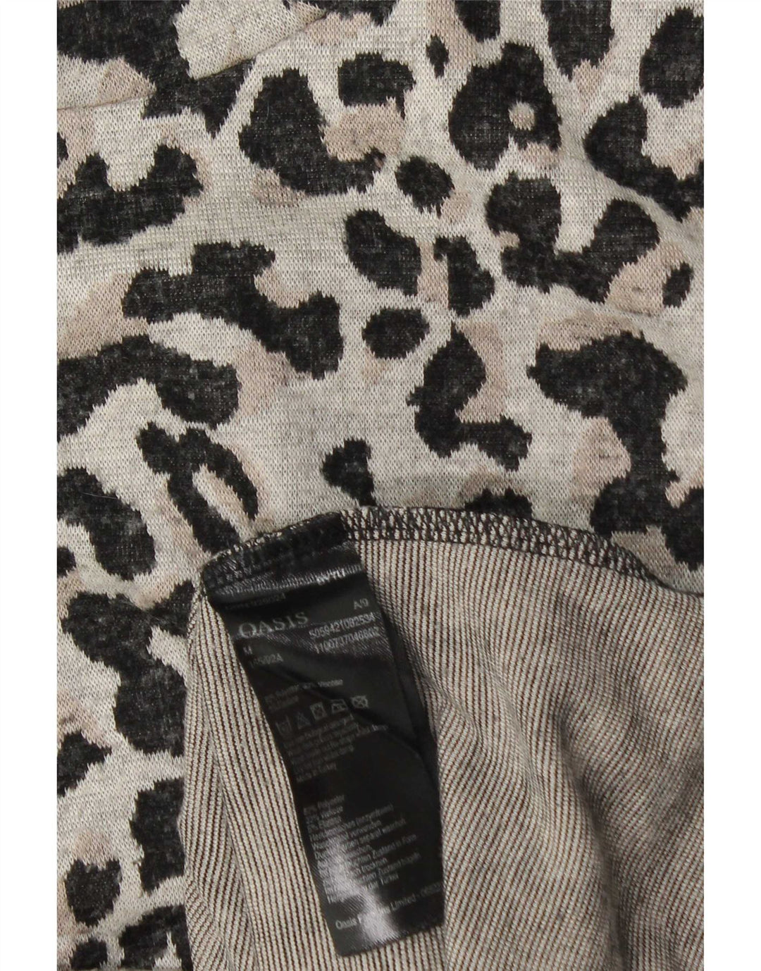 Oasis Womens Top Long Sleeve UK 14 Medium Grey Animal Print Polyester