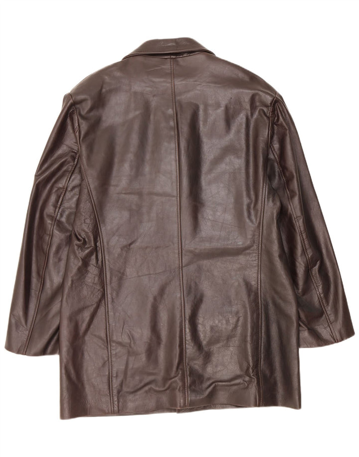 Vintage Womens Leather Coat UK 18 XL Brown