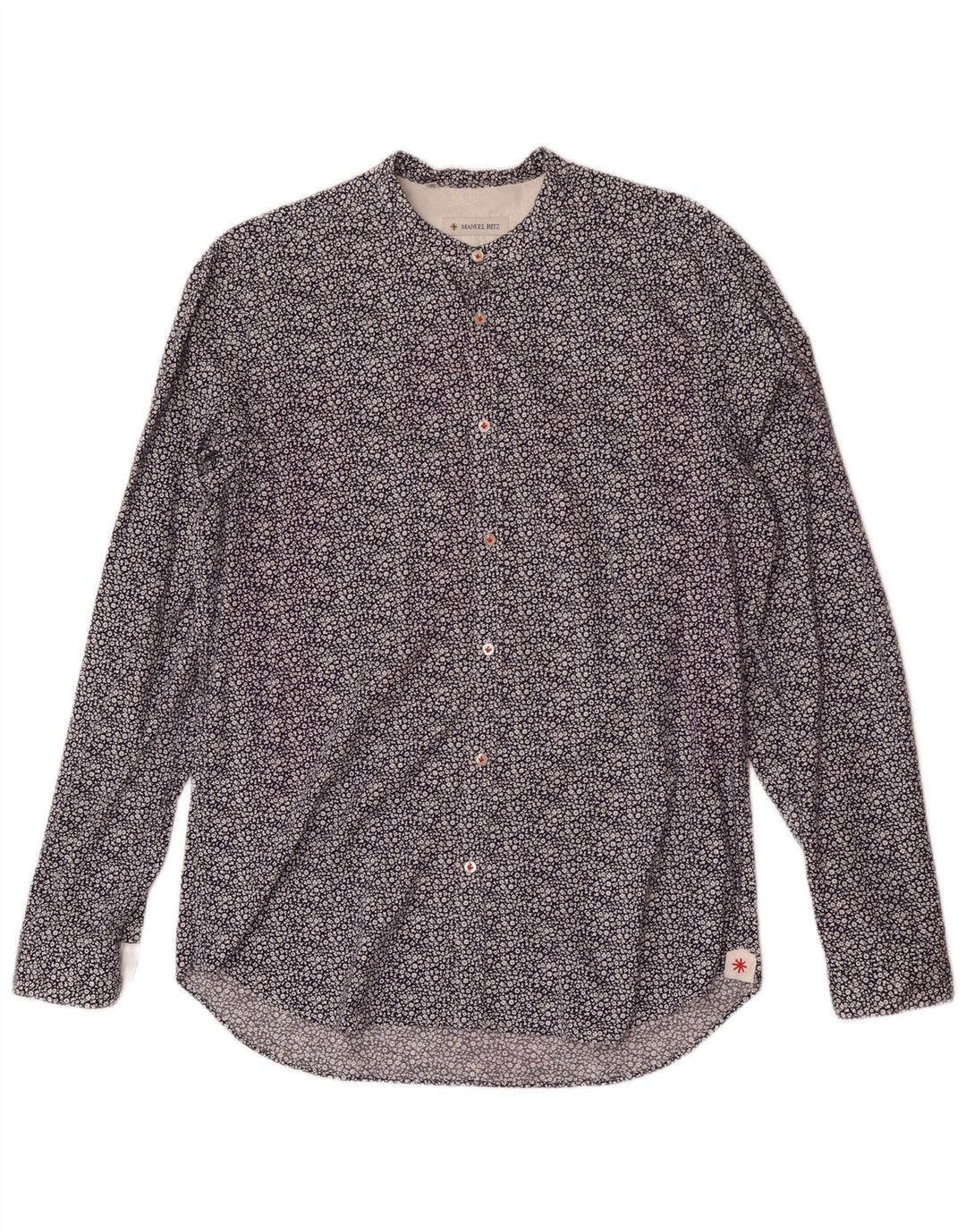Manuel Ritz Mens Shirt Size 42 16 1/2 Large Navy Blue Floral