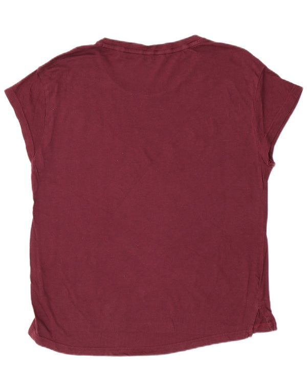 Puma Womens Short Sleeve Regular Graphic T-Shirt Top UK 12 Medium Burgundy