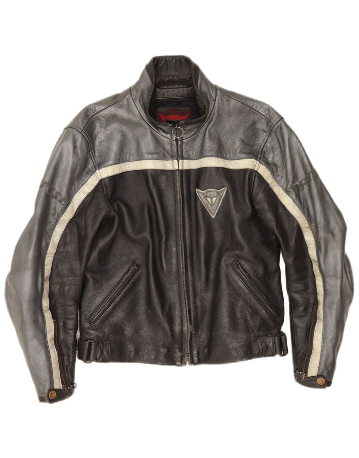 Dainese Mens Leather Racer Jacket EU 46 2XS Black Colourblock