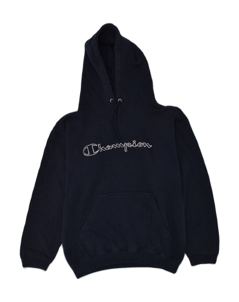 CHAMPION Boys Graphic Hoodie Jumper 9-10 Years  Navy Blue Cotton | Vintage Champion | Thrift | Second-Hand Champion | Used Clothing | Messina Hembry 