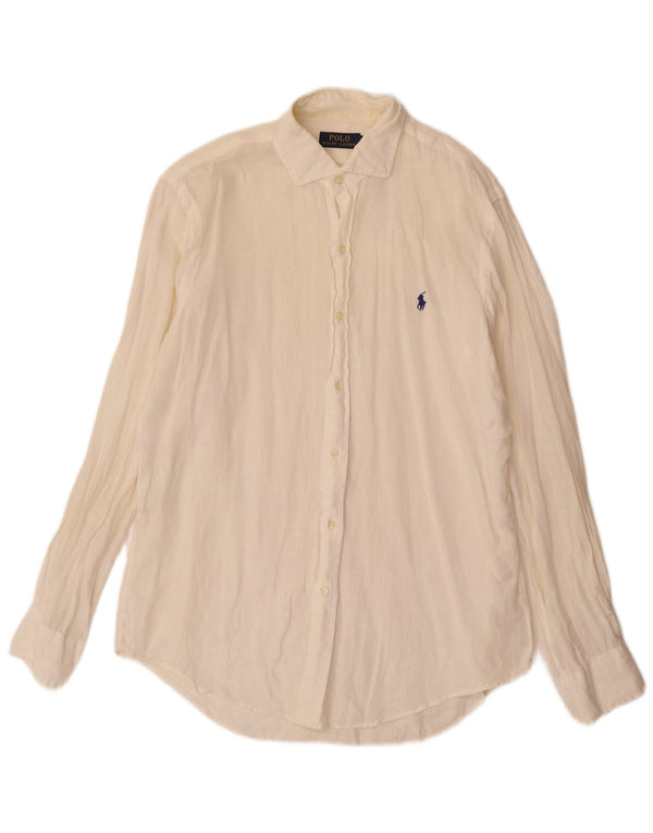Polo Ralph Lauren Mens Shirt Medium Off White Linen