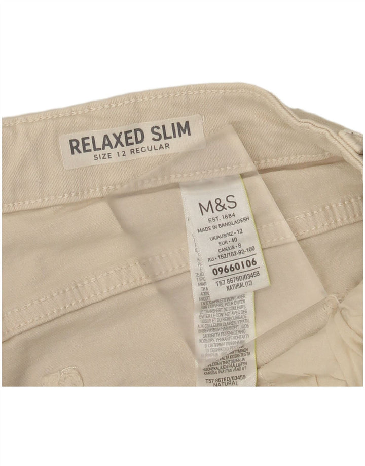 Marks & Spencer Womens Relaxed Fit Slim Jeans UK 12 Medium W30 L26 Beige
