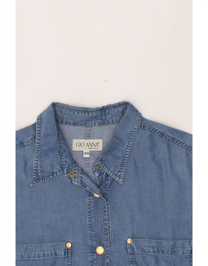 VINTAGE Womens Denim Shirt  IT 44 Medium Navy Blue Vintage Vintage and Second-Hand Vintage from Messina Hembry 