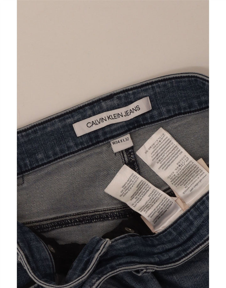 Calvin Klein Mens Skinny Jeans W34 L27 Blue Cotton