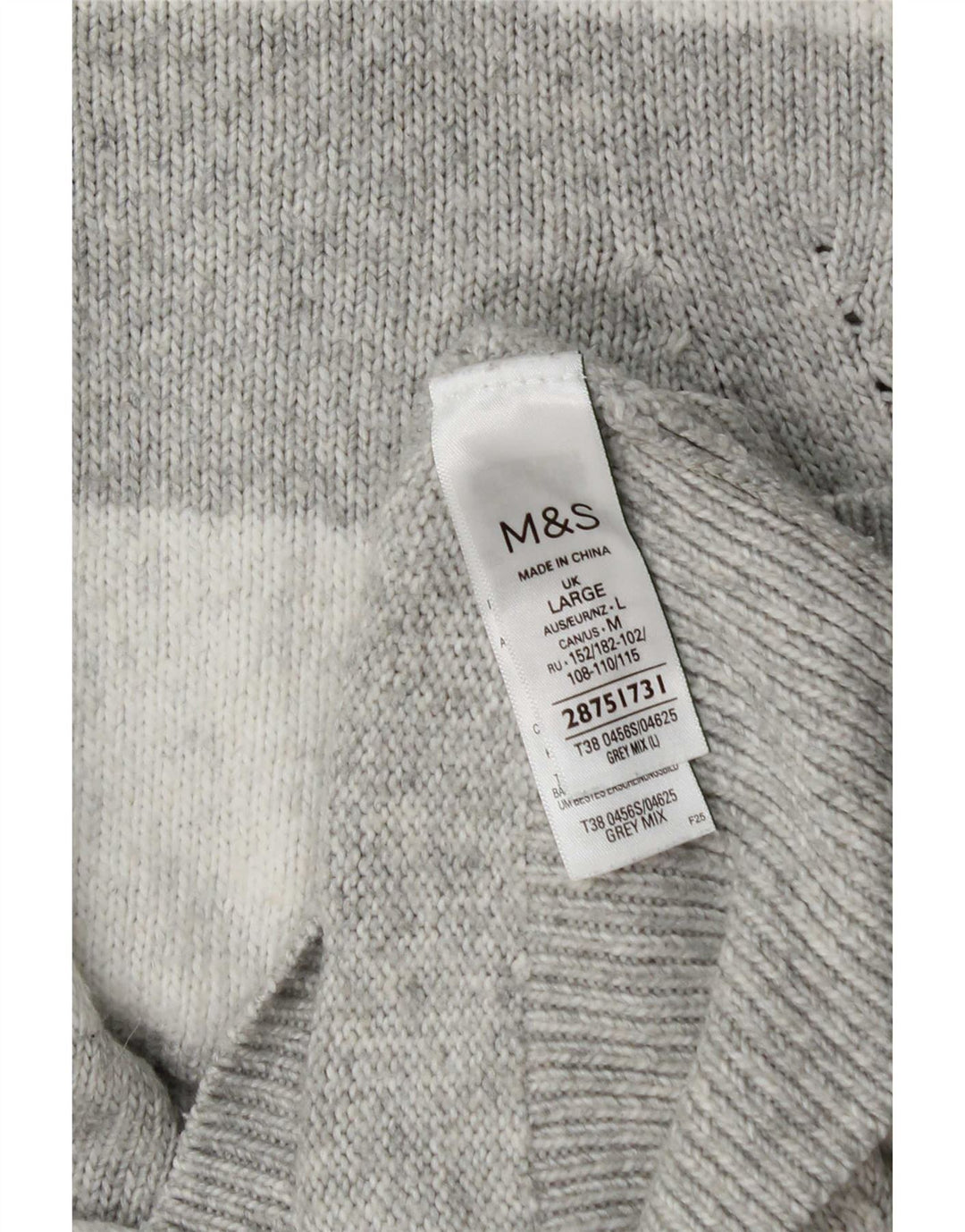 Marks & Spencer Womens Crew Neck Jumper Sweater UK 16 Large Grey Striped