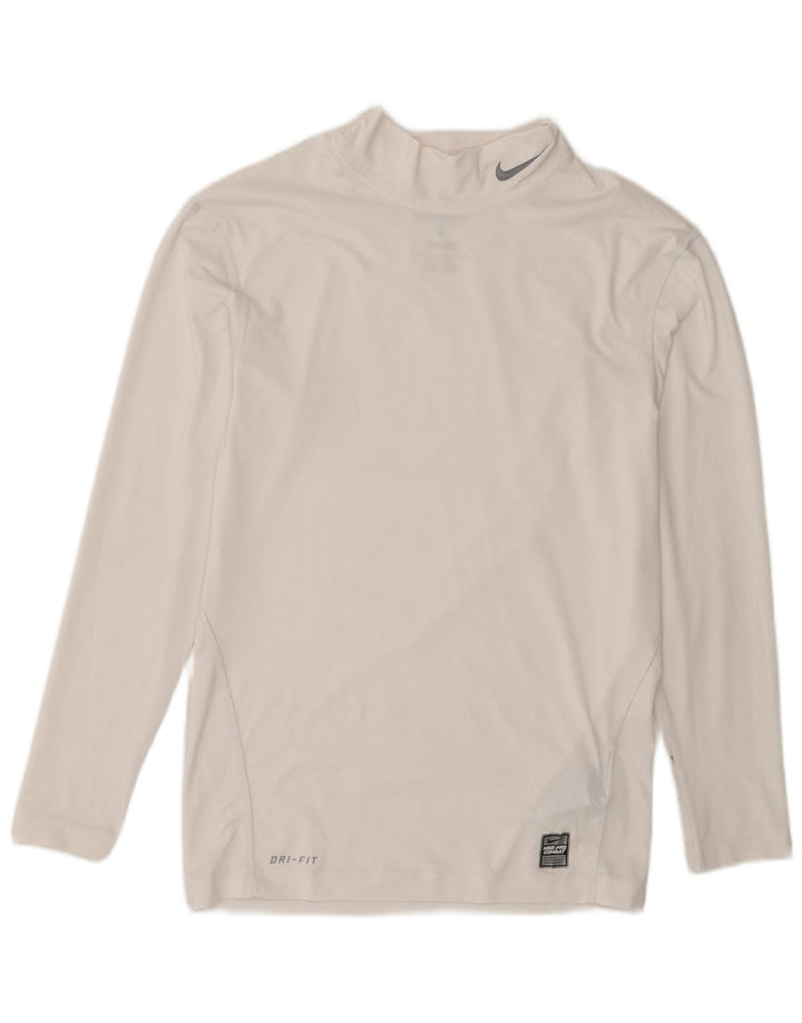 Nike Mens Compression Top Long Sleeve UK 42/44 Large White Polyester Sports