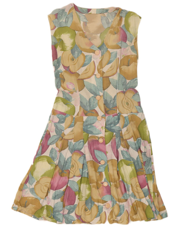 Vintage Womens Sleeveless A-Line Dress UK 12 Medium Multicoloured Floral