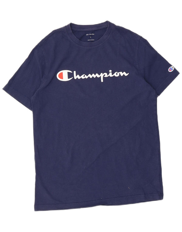 Champion Mens Graphic T-Shirt Top Small Navy Blue Cotton