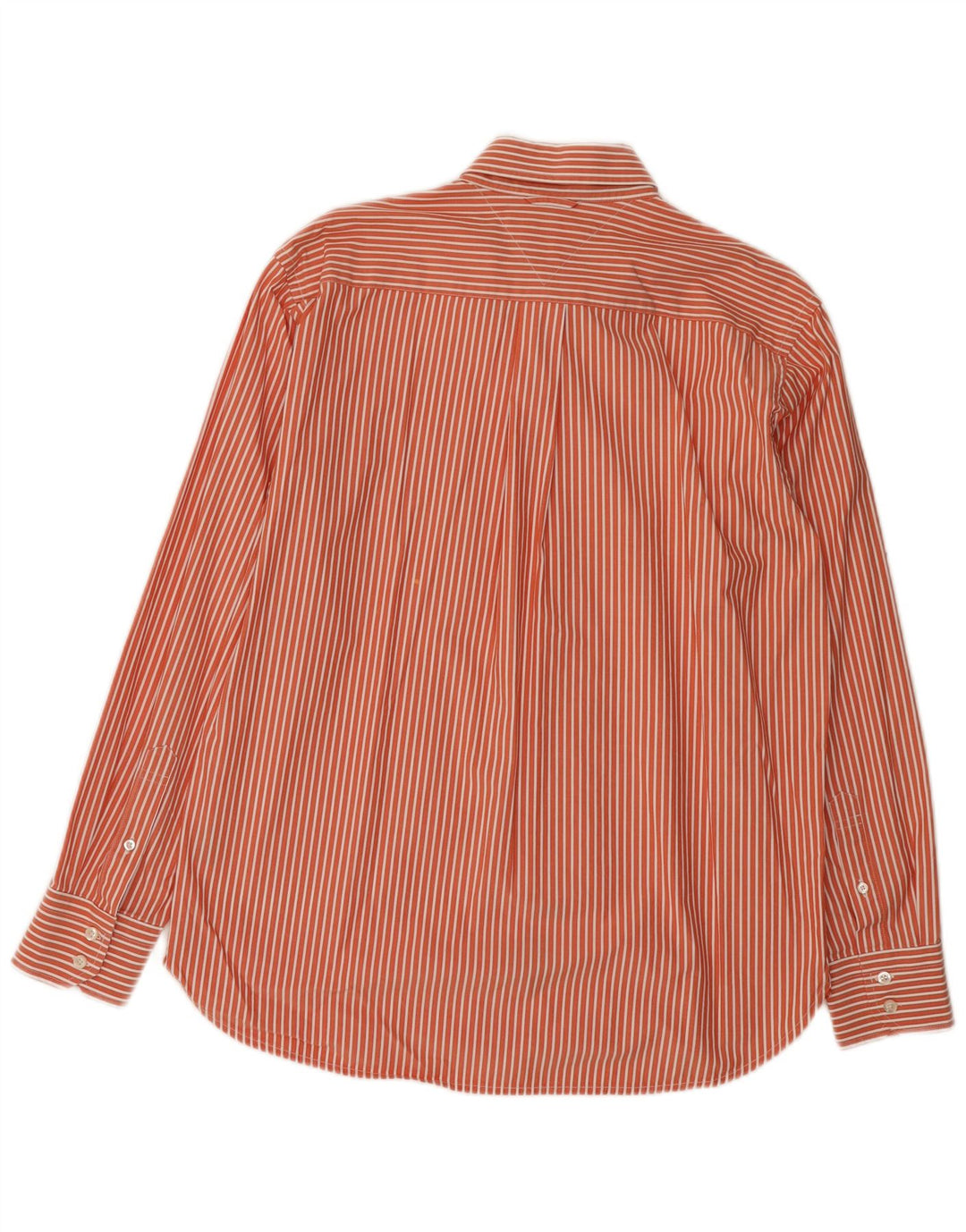 Tommy Hilfiger Mens Shirt Medium Orange Pinstripe Cotton
