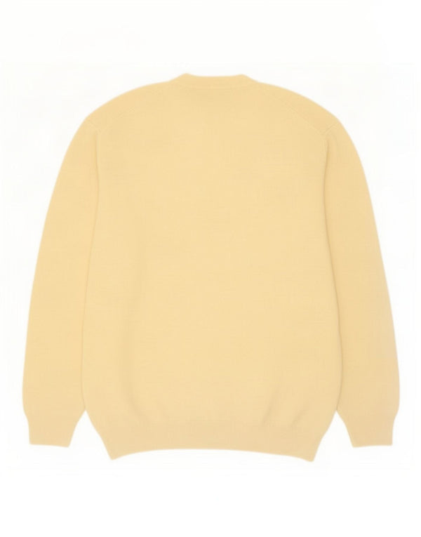 Ragno Mens V-Neck Jumper Sweater UK 40 Medium Yellow Wool