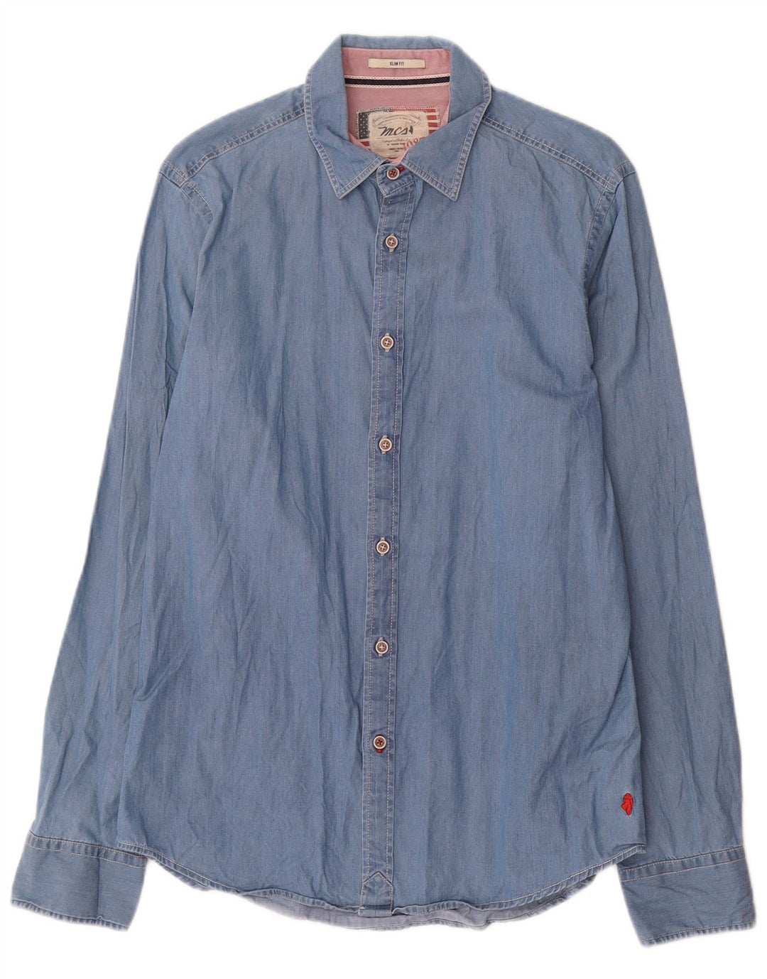 Marlboro Classics Mens Denim Shirt Large Blue Cotton