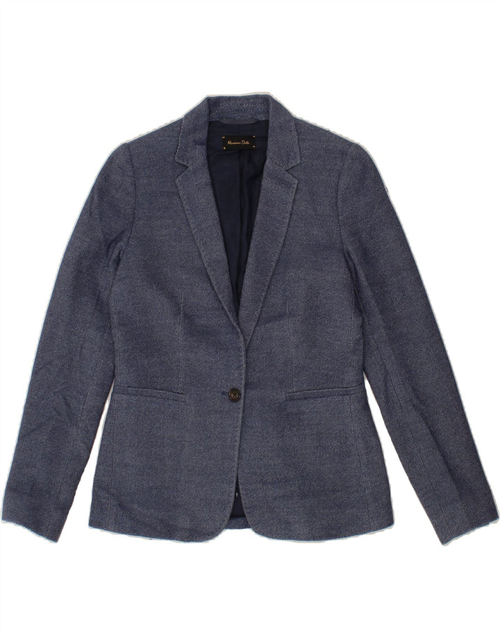 MASSIMO DUTTI Womens 1 Button Blazer Jacket EU 38 Small Blue Vintage Massimo Dutti and Second-Hand Massimo Dutti from Messina Hembry 