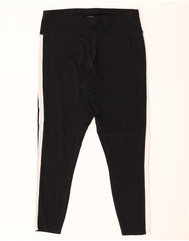 Marks & Spencer Womens Leggings UK 16 Large  Black Colourblock Cotton