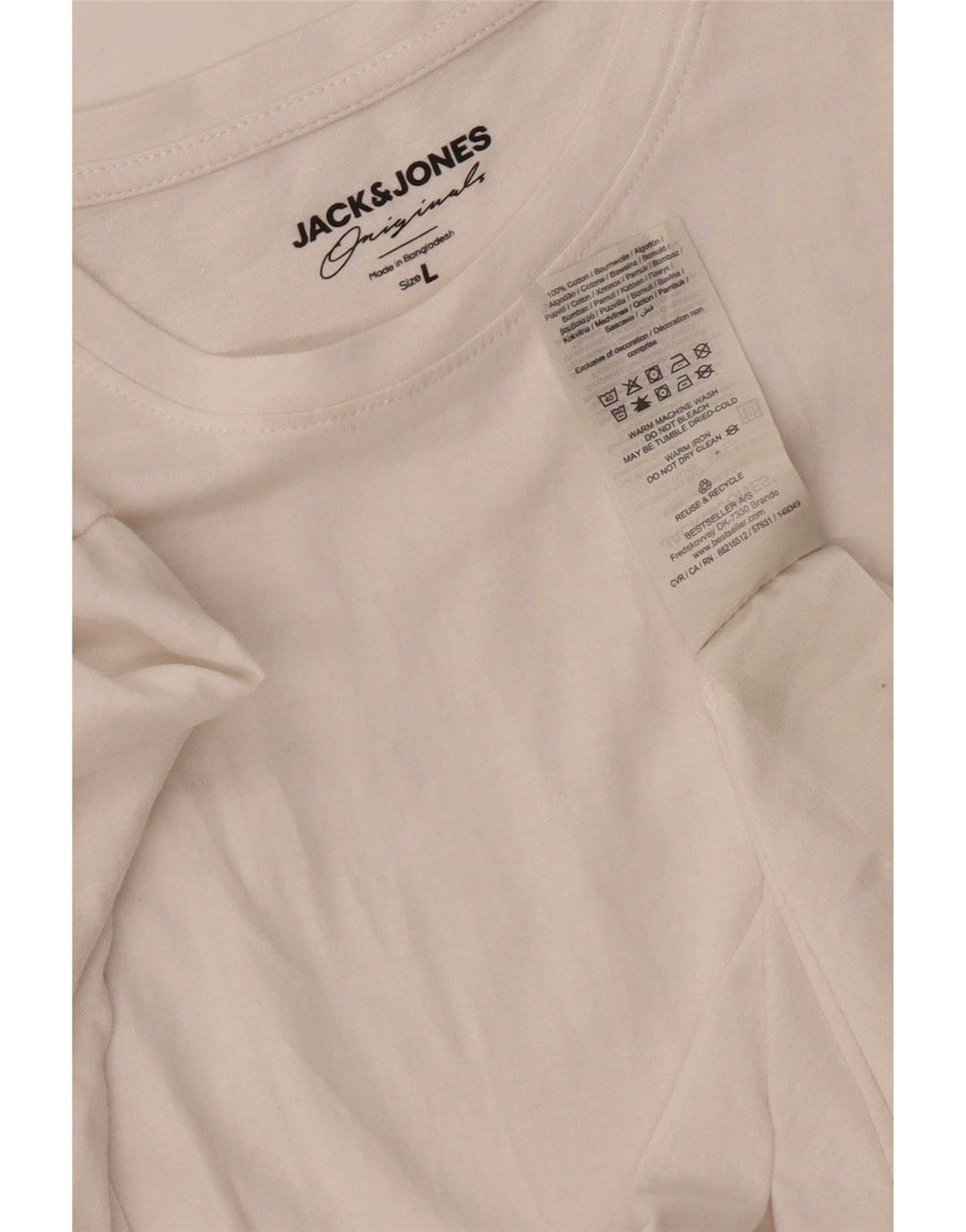 Jack & Jones Mens T-Shirt Top Large White Cotton