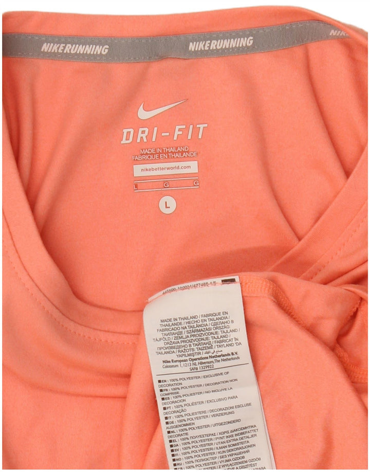 NIKE Womens Dri Fit Top Long Sleeve UK 16 Large Pink Polyester