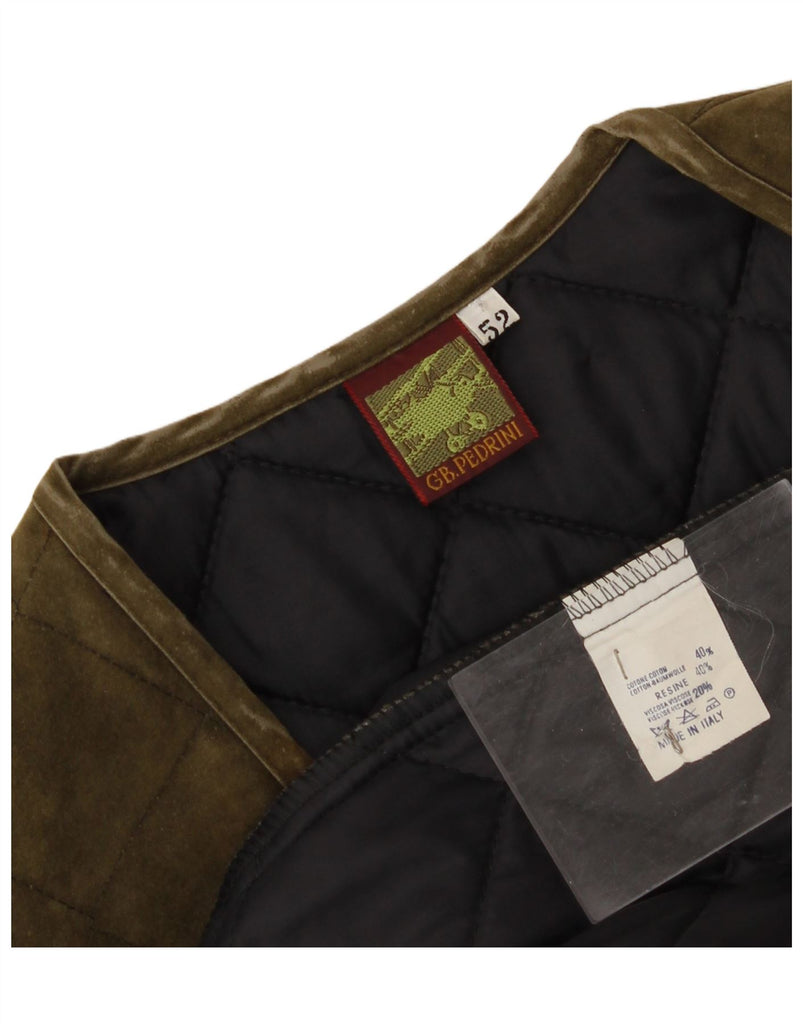 GB.PEDRINI Mens Quilted Gilet IT 52 XL Khaki Cotton Vintage GB.PEDRINI and Second-Hand GB.PEDRINI from Messina Hembry 