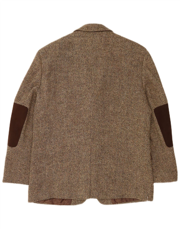 Harris Tweed Mens 3 Button Blazer Jacket UK 38 Medium Brown Wool