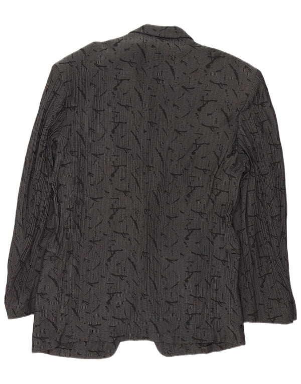 Dei Filzi Mens Abstract Pattern 1 Button Blazer Jacket IT 46 Small Grey