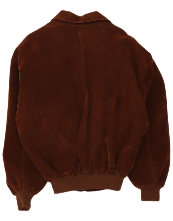 Vintage Mens Suede Bomber Jacket UK 40 Large Brown