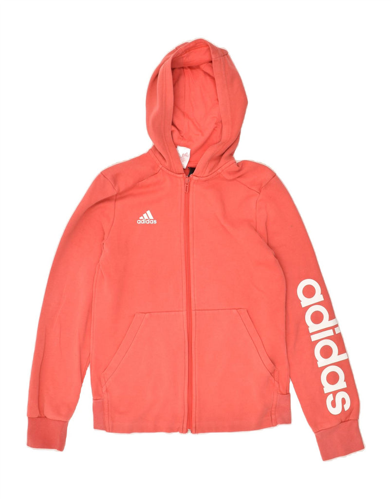 ADIDAS Boys Graphic Zip Hoodie Sweater 13-14 Years Orange Cotton | Vintage Adidas | Thrift | Second-Hand Adidas | Used Clothing | Messina Hembry 