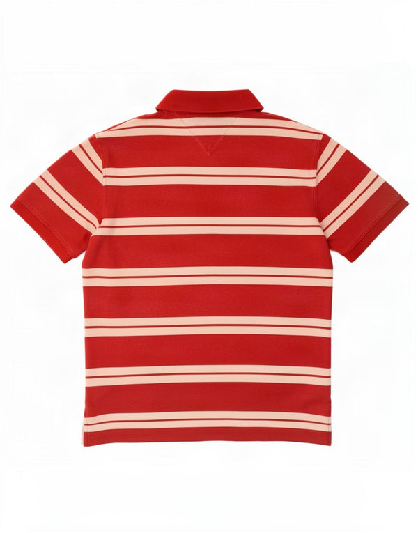 Tommy Hilfiger Mens Polo Shirt Large Red Striped Cotton