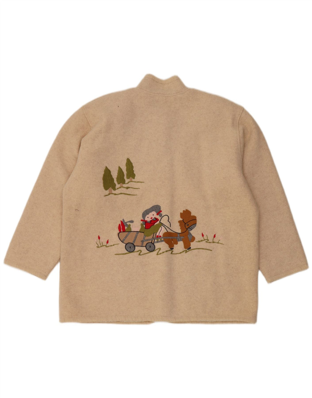 VINTAGE Womens Graphic 5 Button Blazer Jacket UK 14 Large Beige